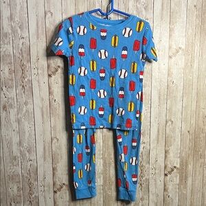 Carter's Blue Pajama Set with Sports and Treats Print
